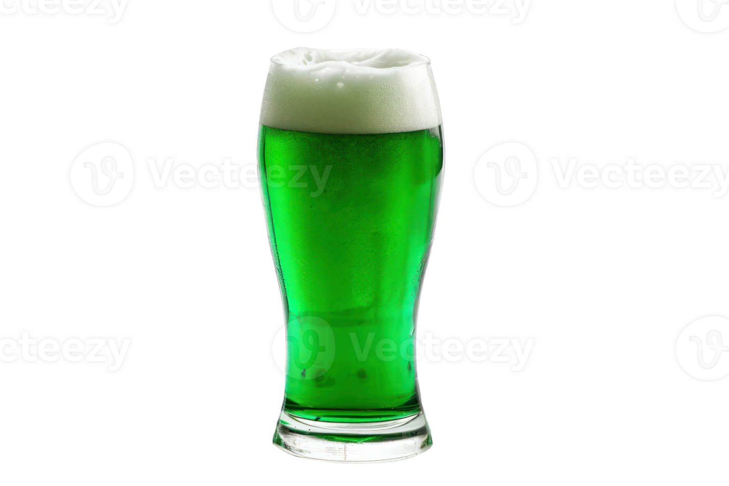 AI generated A glass of cold green beer on a transparent background png