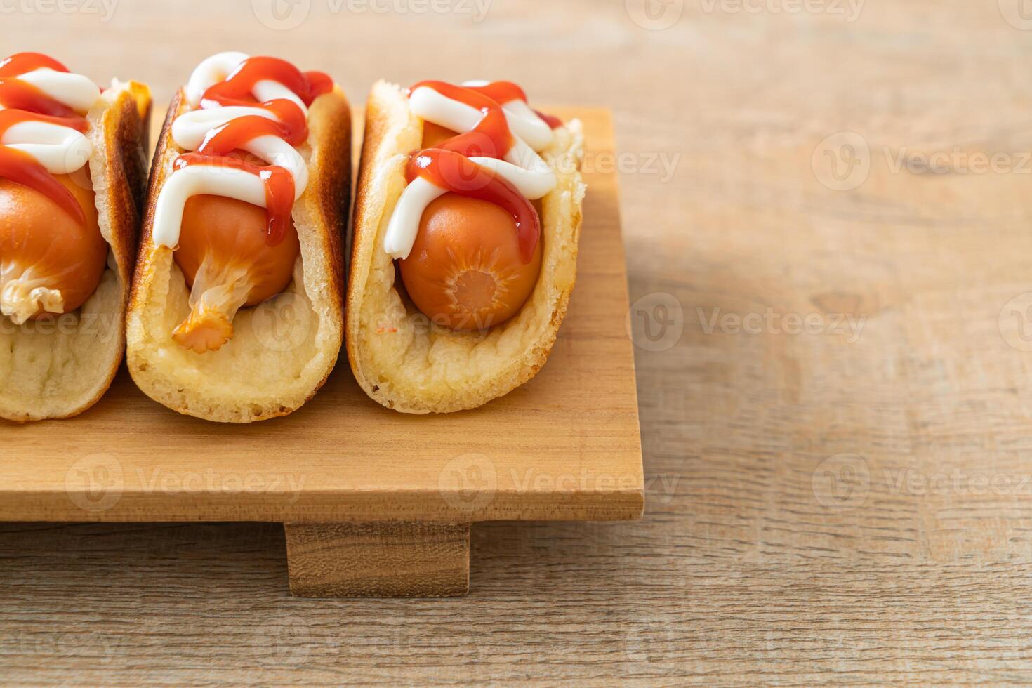 flat pancake roll with sausage photo