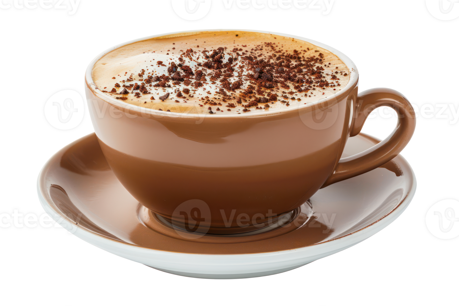 AI generated Creamy cappuccino with chocolate sprinkle on transparent background - stock png. png