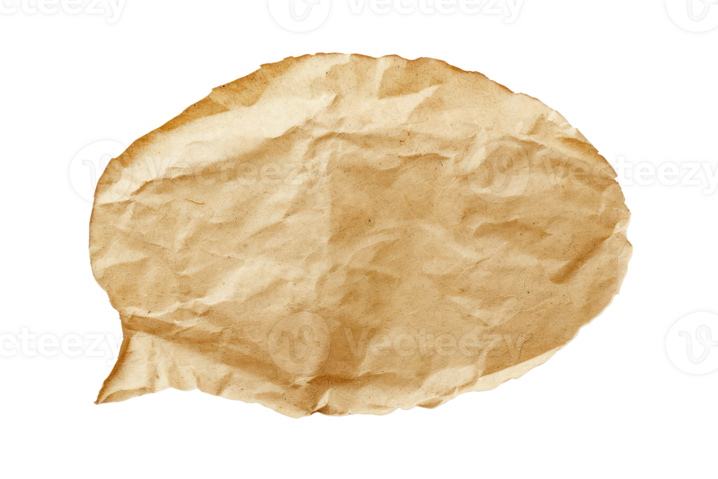 AI generated Aged parchment paper speech bubble with rugged edges and vintage texture on transparent background - stock png. png