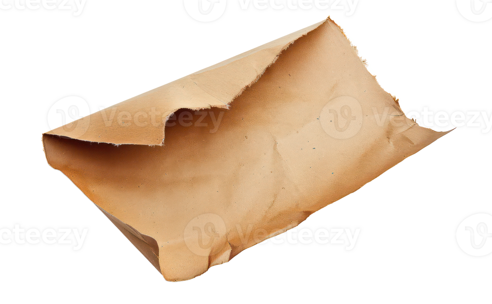 AI generated Aged parchment paper with torn edges and textured background on transparent background - stock png. png