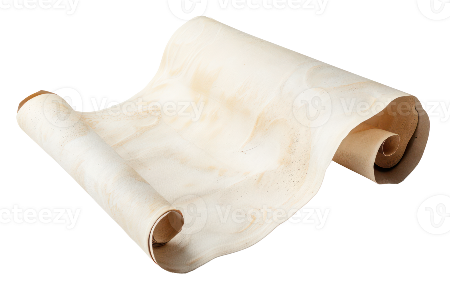 AI generated White rolled parchment paper with smooth texture on transparent background - stock png. png