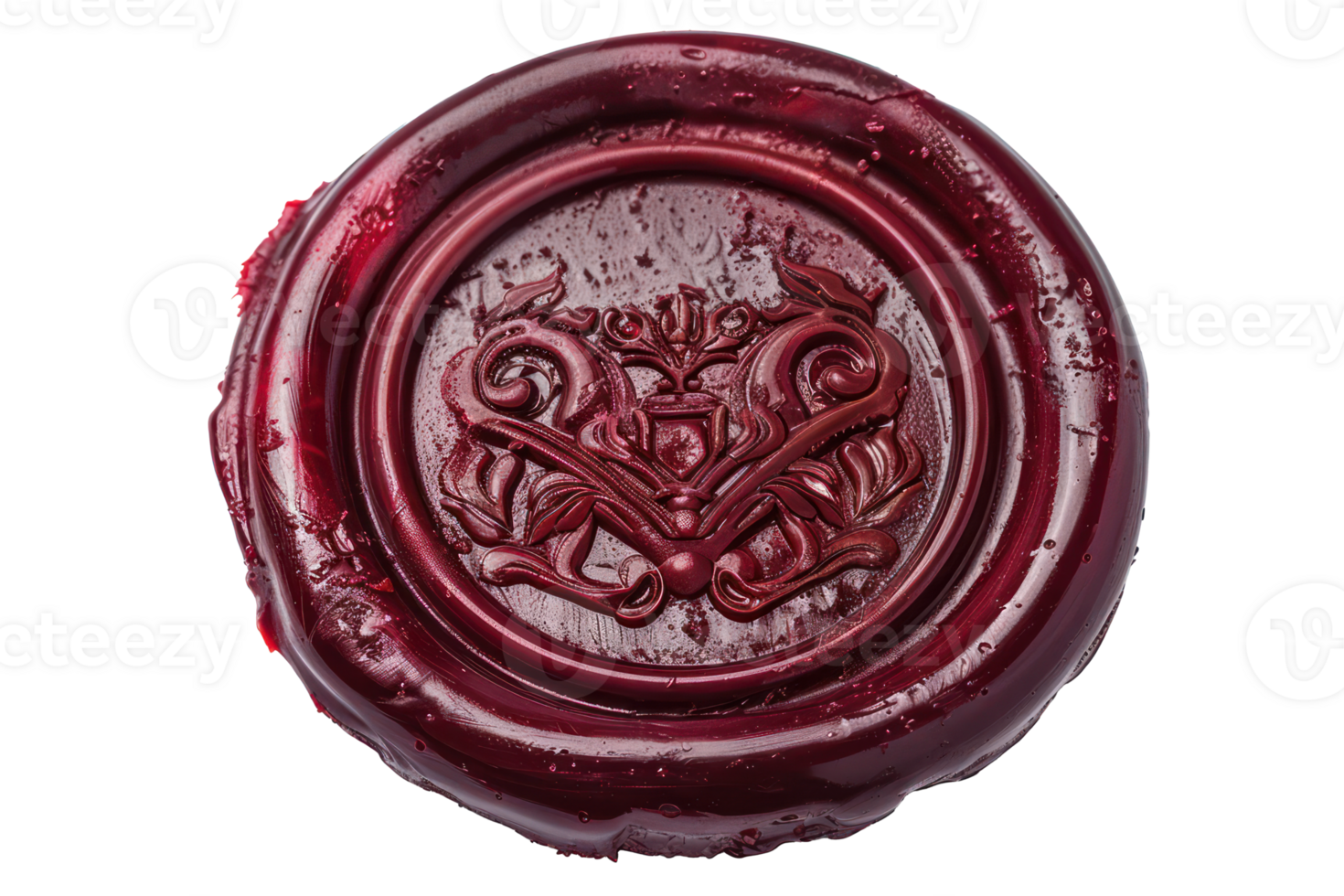 AI generated Vintage red wax seal for secure correspondence on transparent background - stock png. png