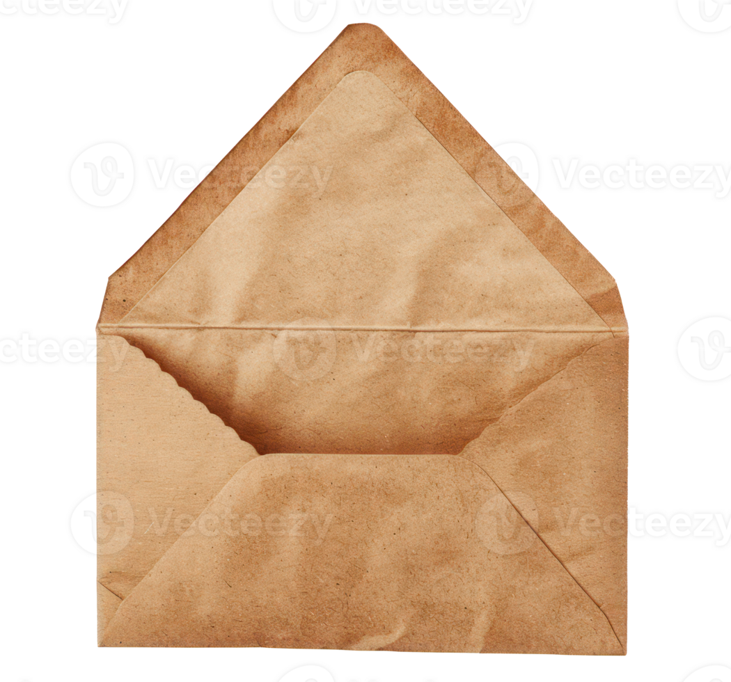 AI generated Brown envelope with textured detail on transparent background - stock png. png