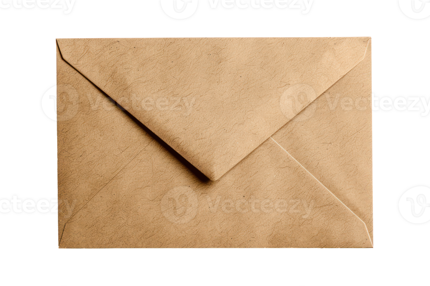 AI generated Brown envelope with textured detail on transparent background - stock png. png