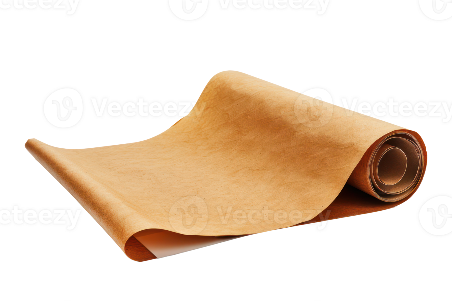 AI generated Rolled parchment paper with smooth texture on transparent background - stock png. png