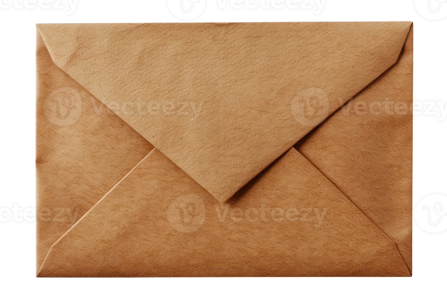 AI generated Brown envelope with textured detail on transparent background - stock png. png