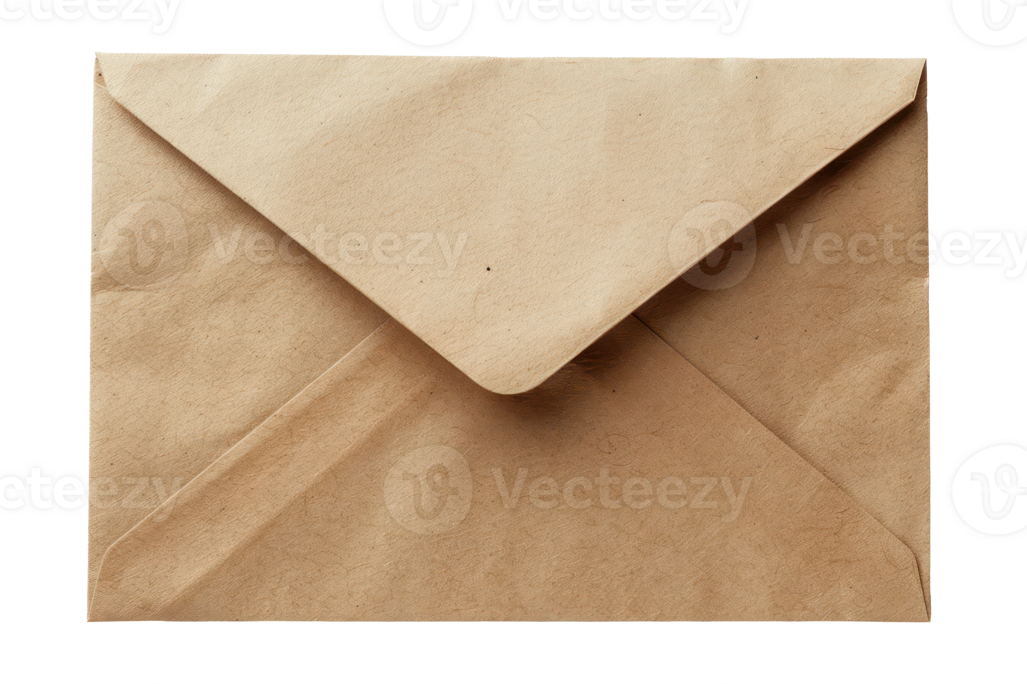 AI generated Brown envelope with textured detail on transparent background - stock png. png