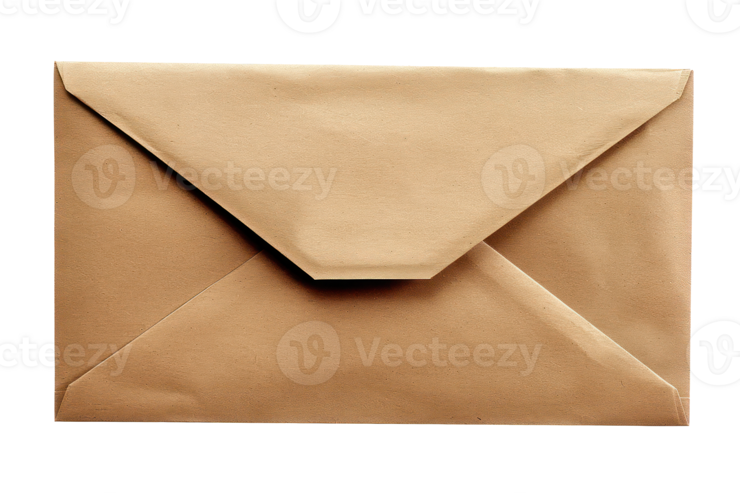 AI generated Brown envelope with textured detail on transparent background - stock png. png