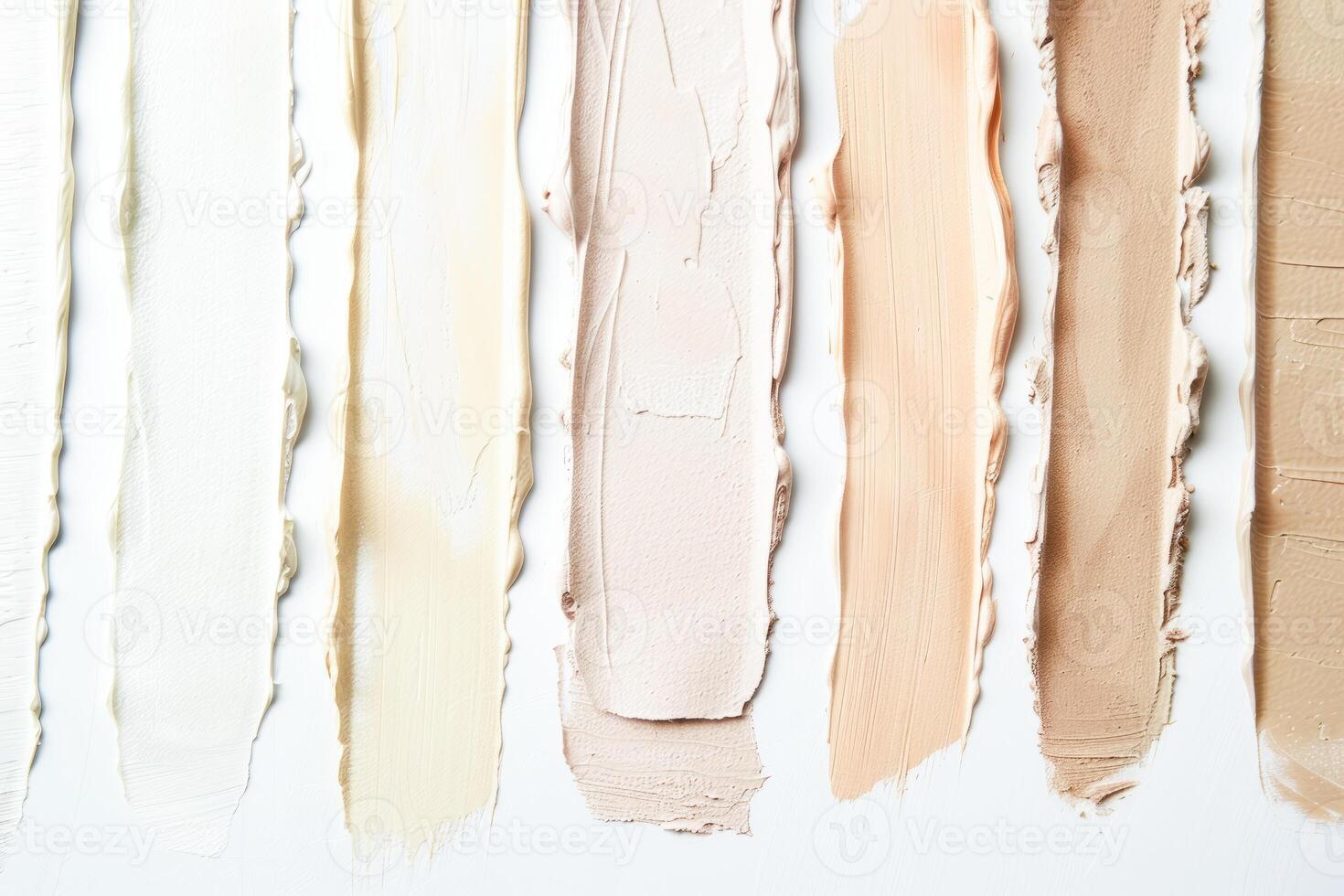 AI generated Assorted Shades of Foundation Makeup Swatches on a White Background photo