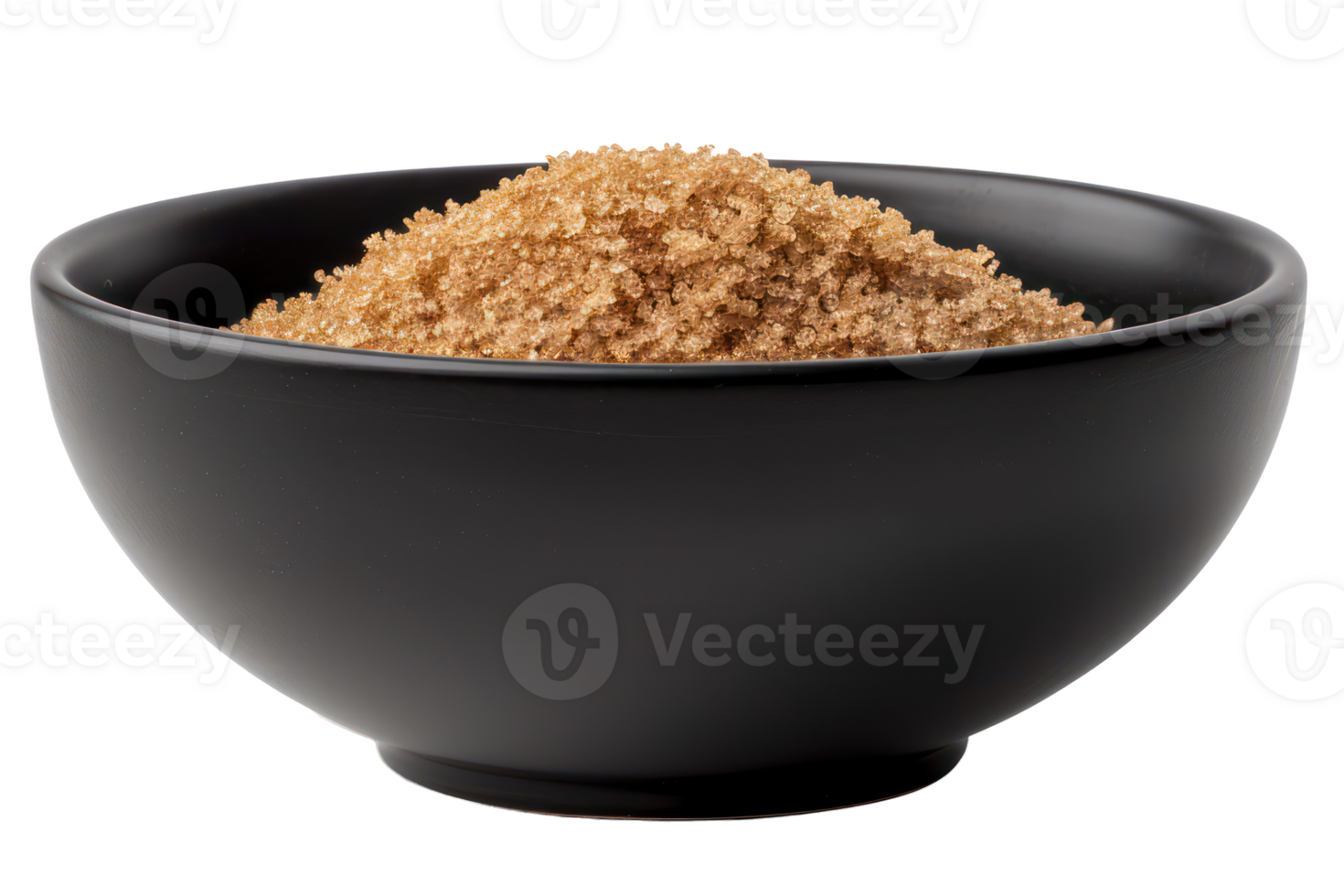 ai genererad organisk brun socker i svart skål på transparent bakgrund - stock png. png