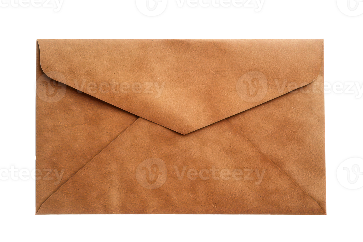 AI generated Brown envelope with textured detail on transparent background - stock png. png