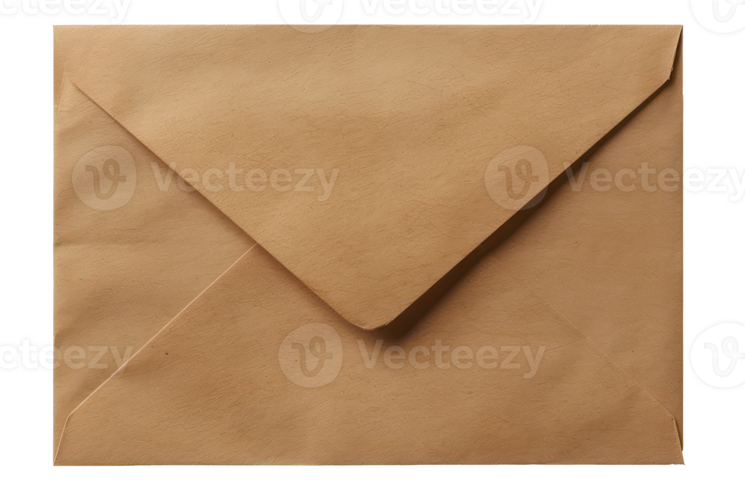 AI generated Brown envelope with textured detail on transparent background - stock png. png