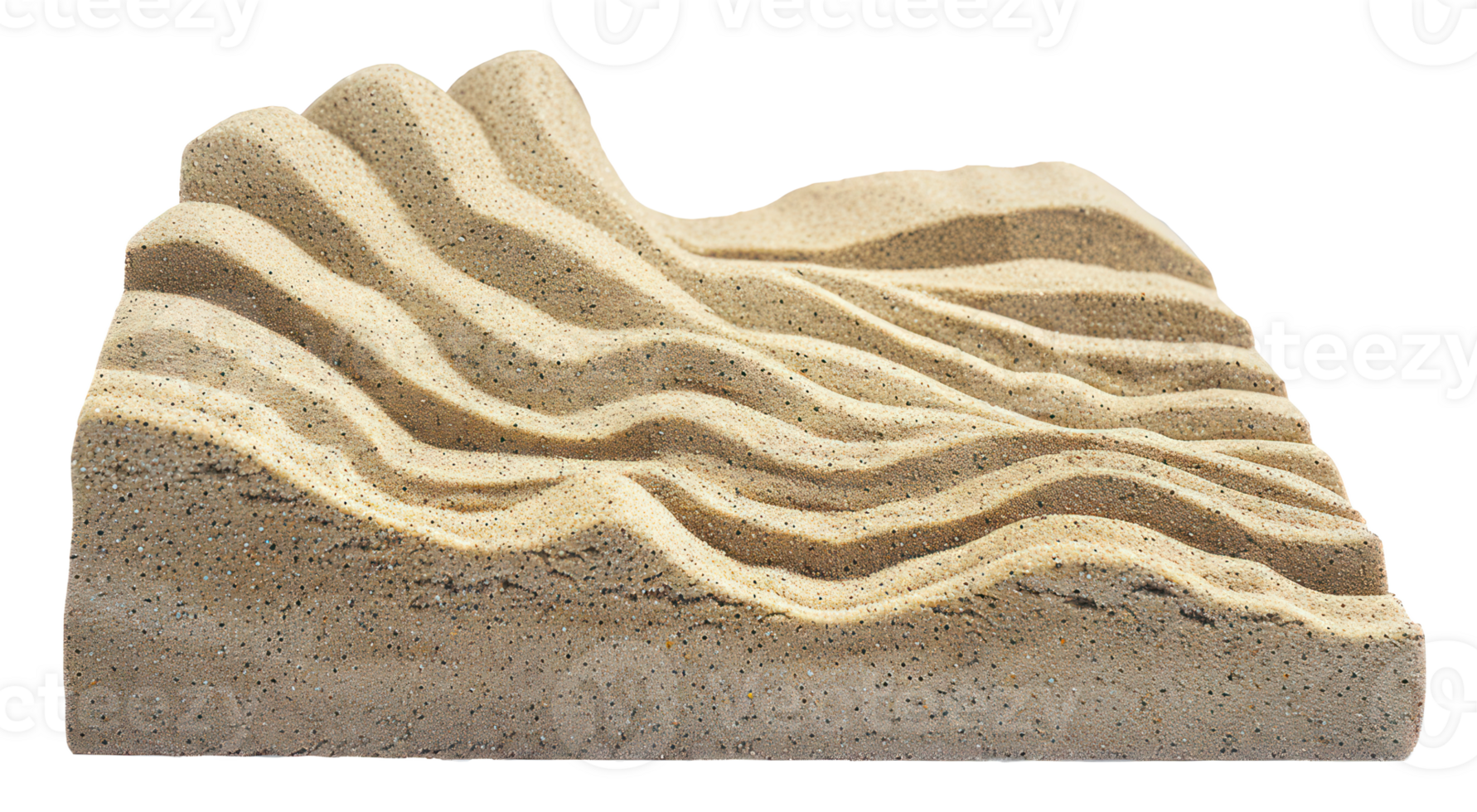 AI generated Textured sand dunes with natural wave on transparent background - stock png. png