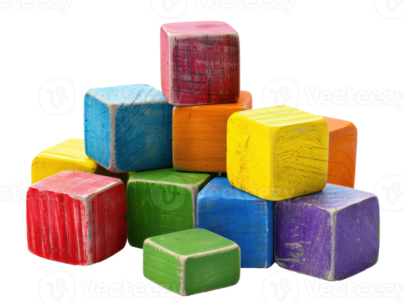 AI generated Colorful toy blocks for children's play on transparent background - stock png. png