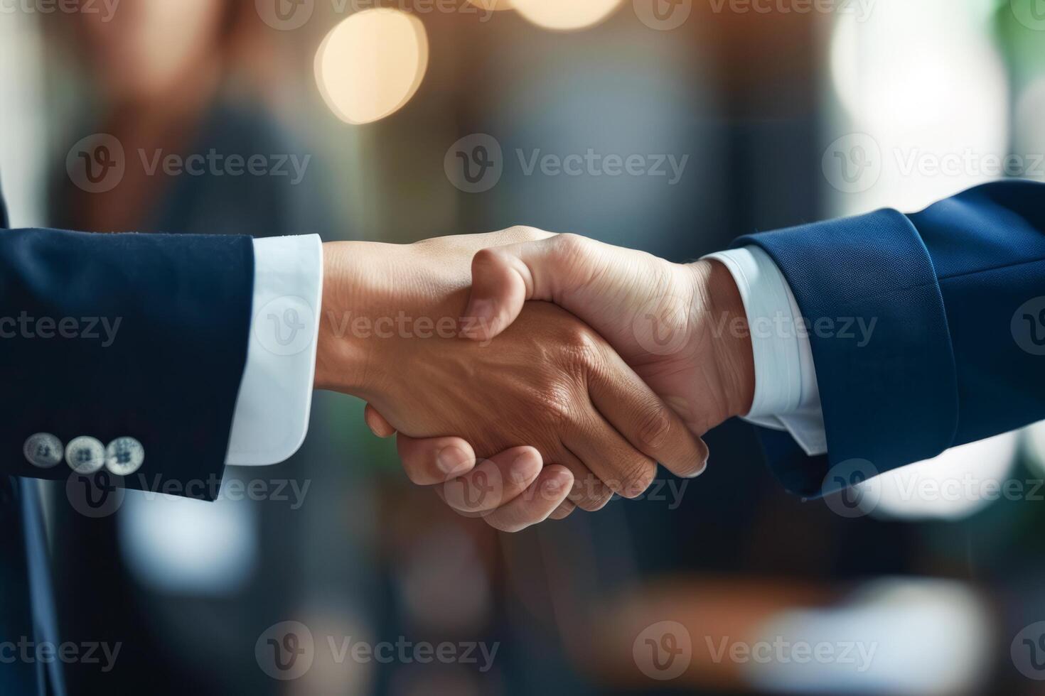 AI generated Professional Handshake Between Business Associates at Corporate Event photo