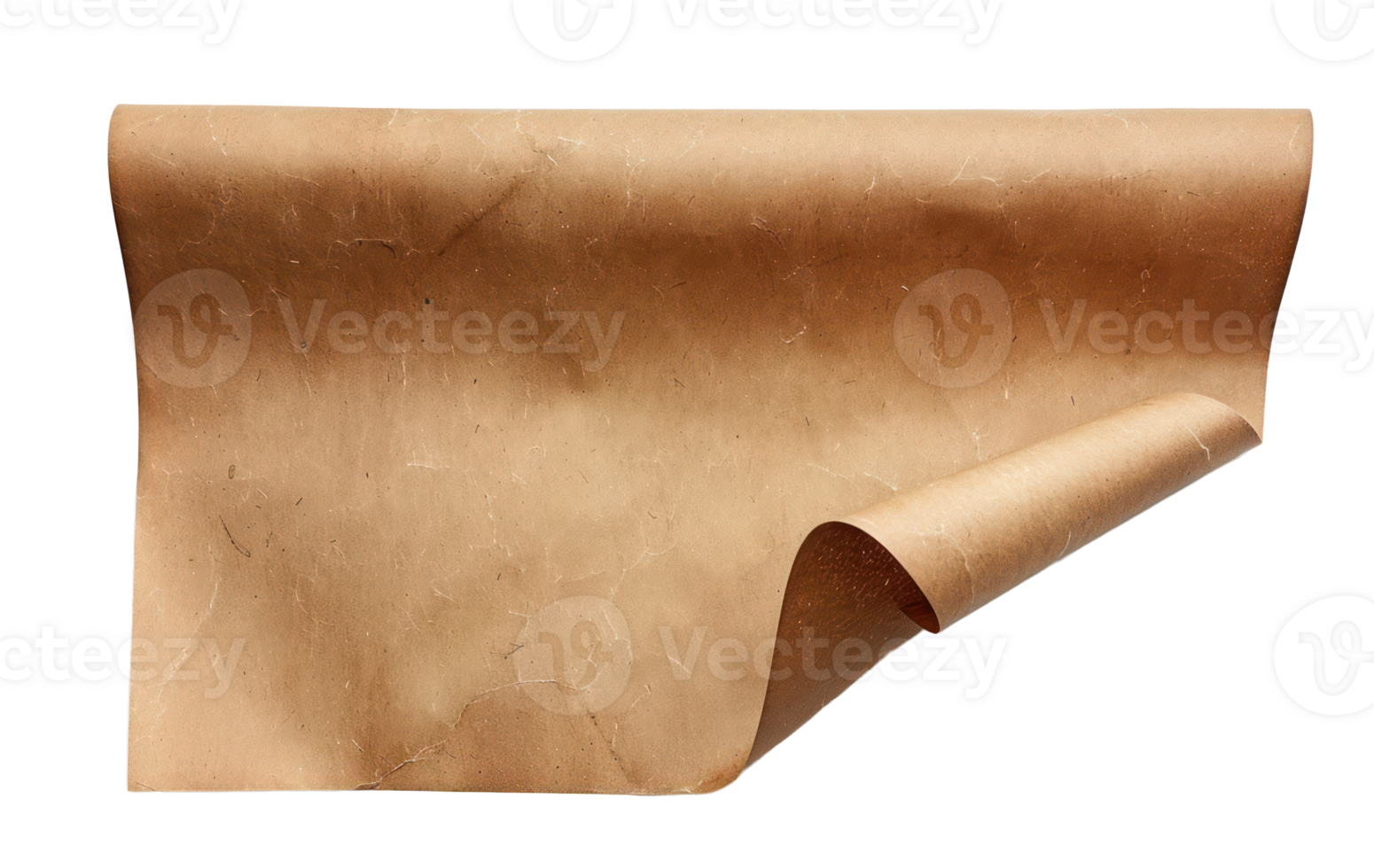 AI generated Rolled parchment paper with vintage texture on transparent background - stock png. png