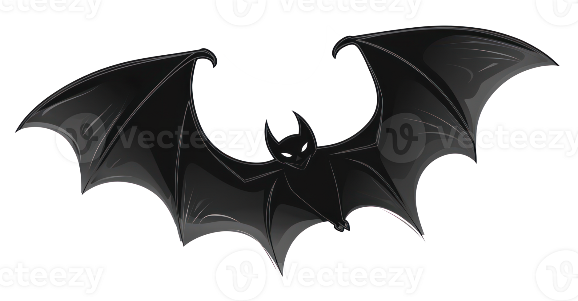 AI generated Stylized black bat silhouette with spread wings on transparent background - stock png. png