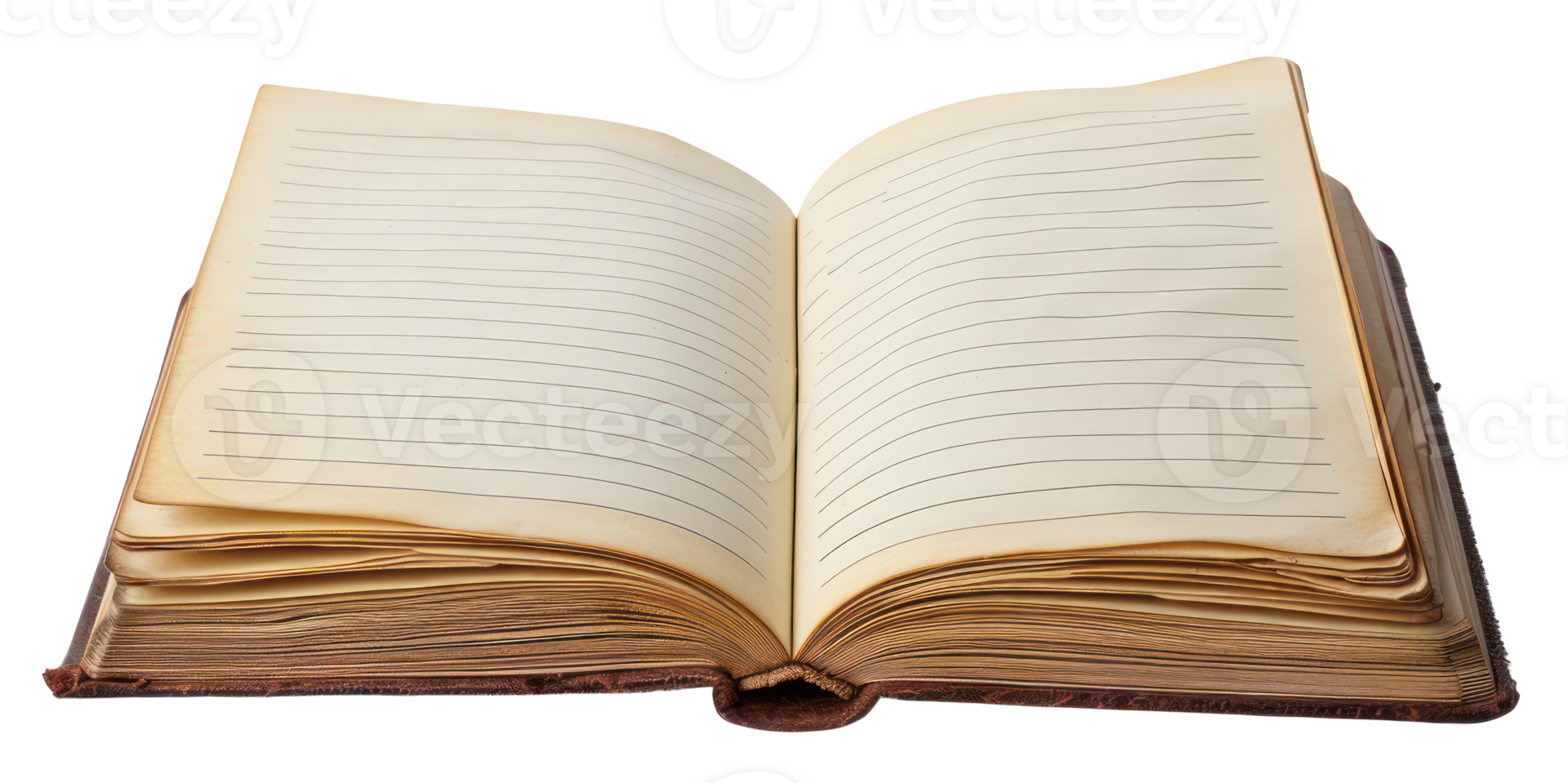 AI generated Open lined notebook with blank pages for writing on transparent background - stock png. png