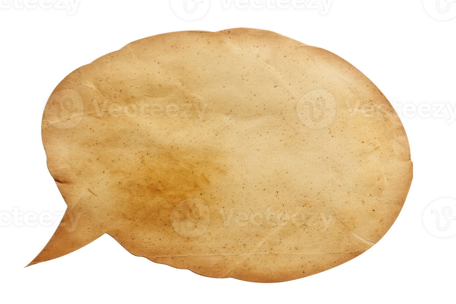 AI generated Aged parchment paper speech bubble on transparent background - stock png. png