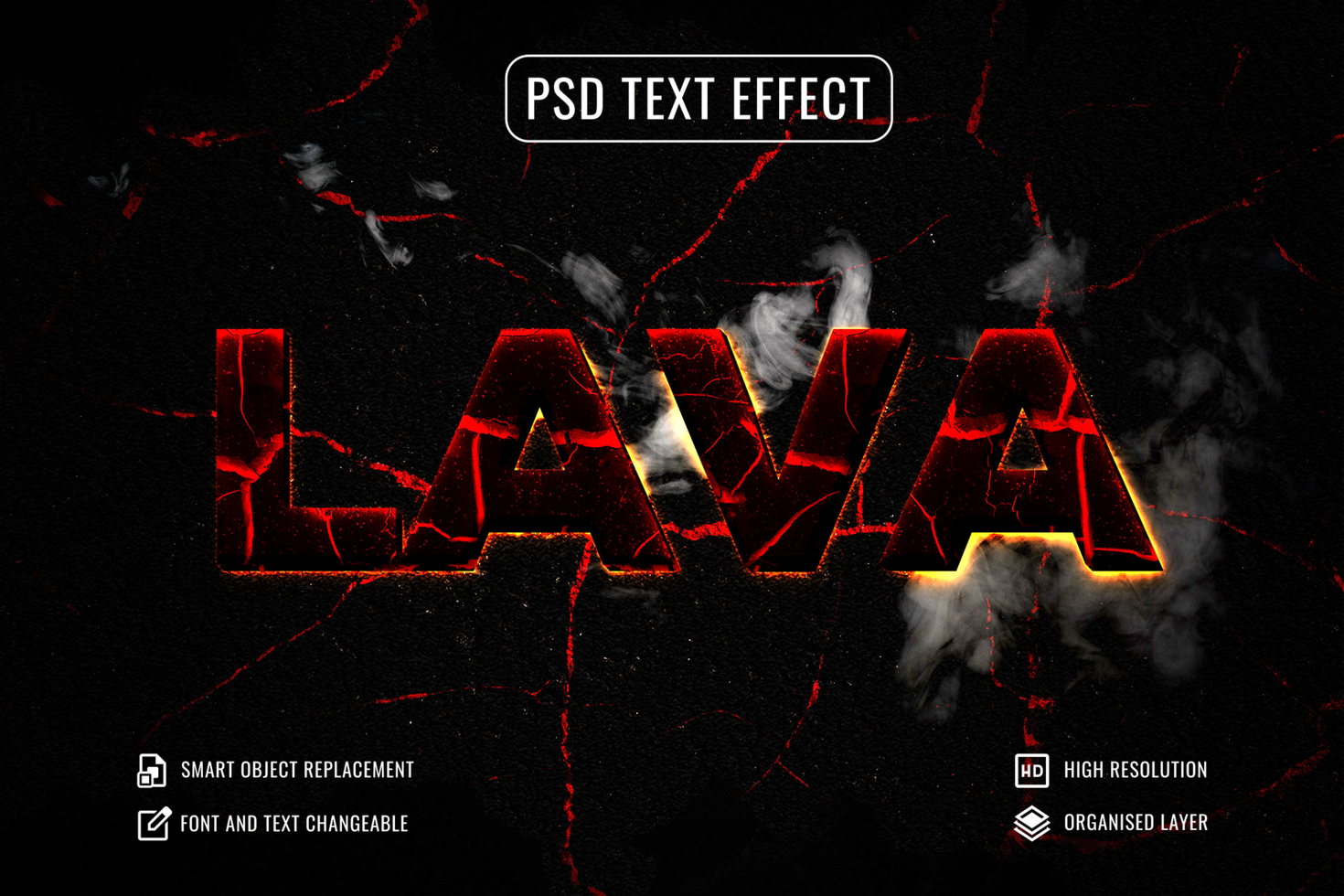 quente lava texto efeito psd modelo