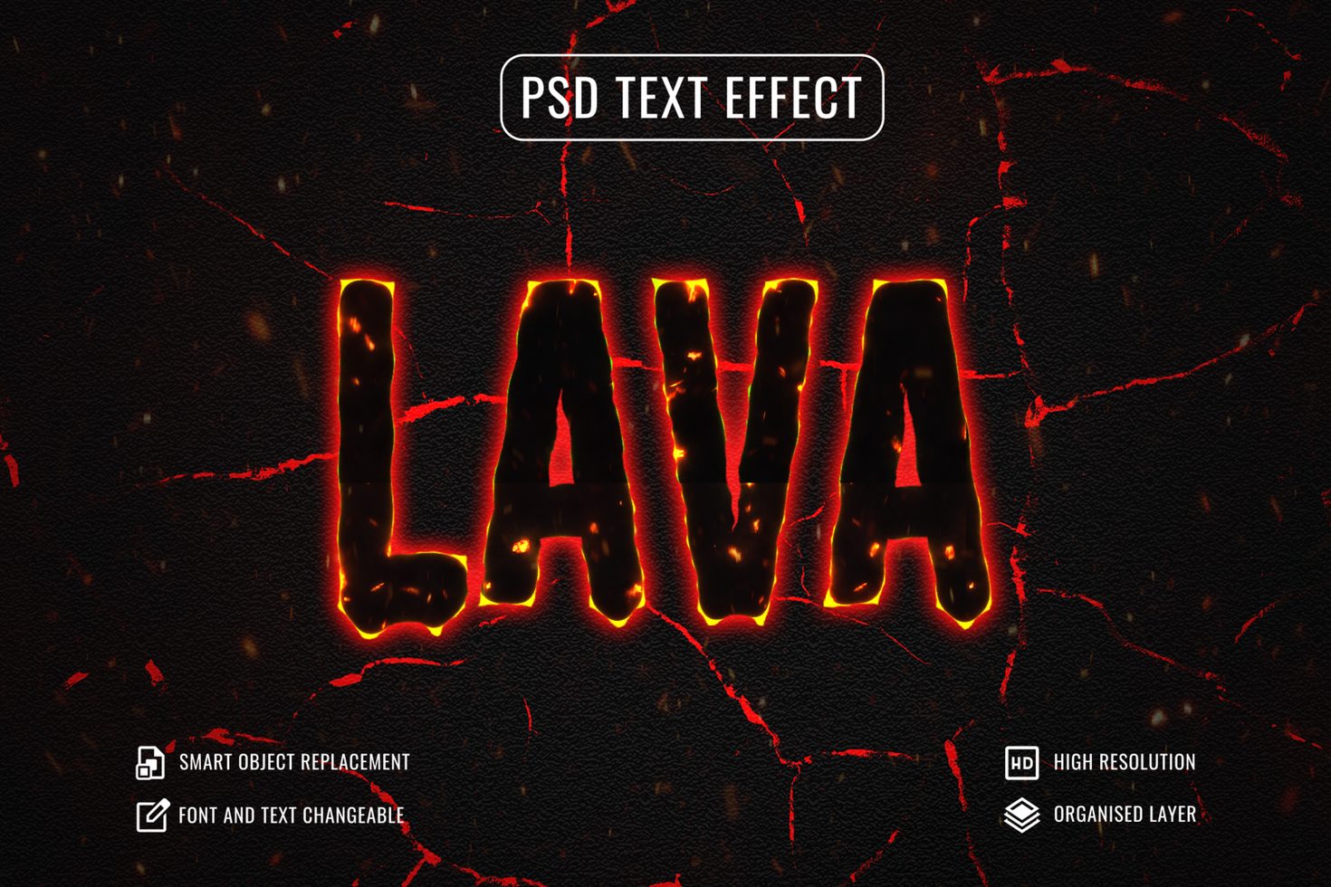 buio lava testo effetto psd