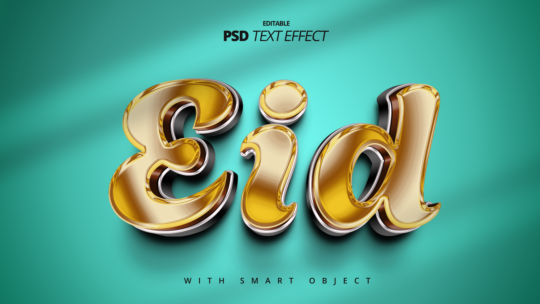 Eid holiday 3d golden text effect design psd