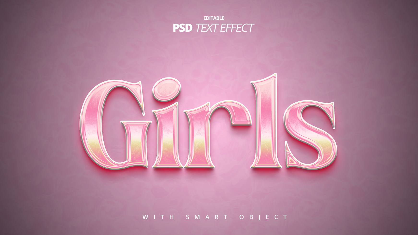 Girls soft beauty 3d shiny text effect design psd