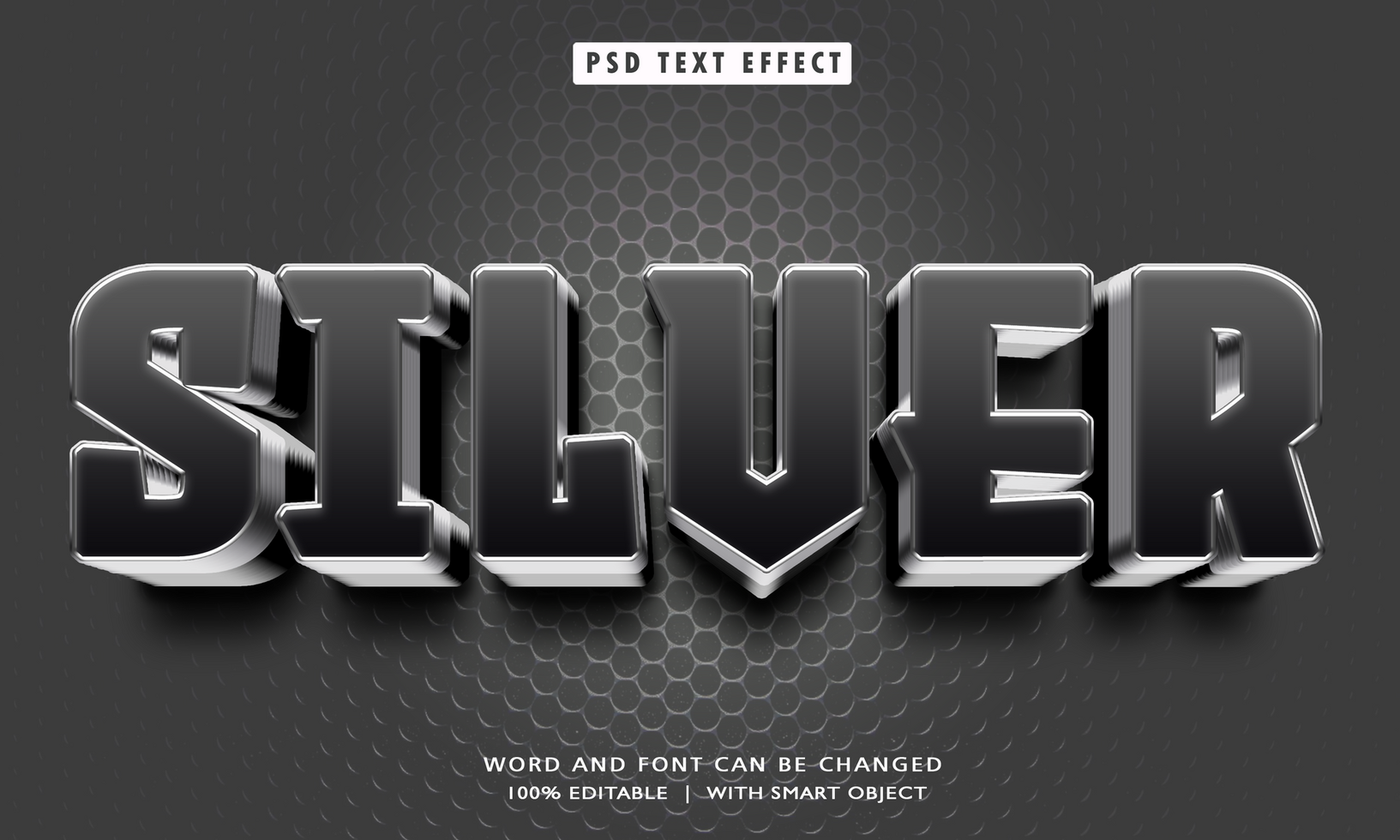 Silver 3D Editable Text Effects psd