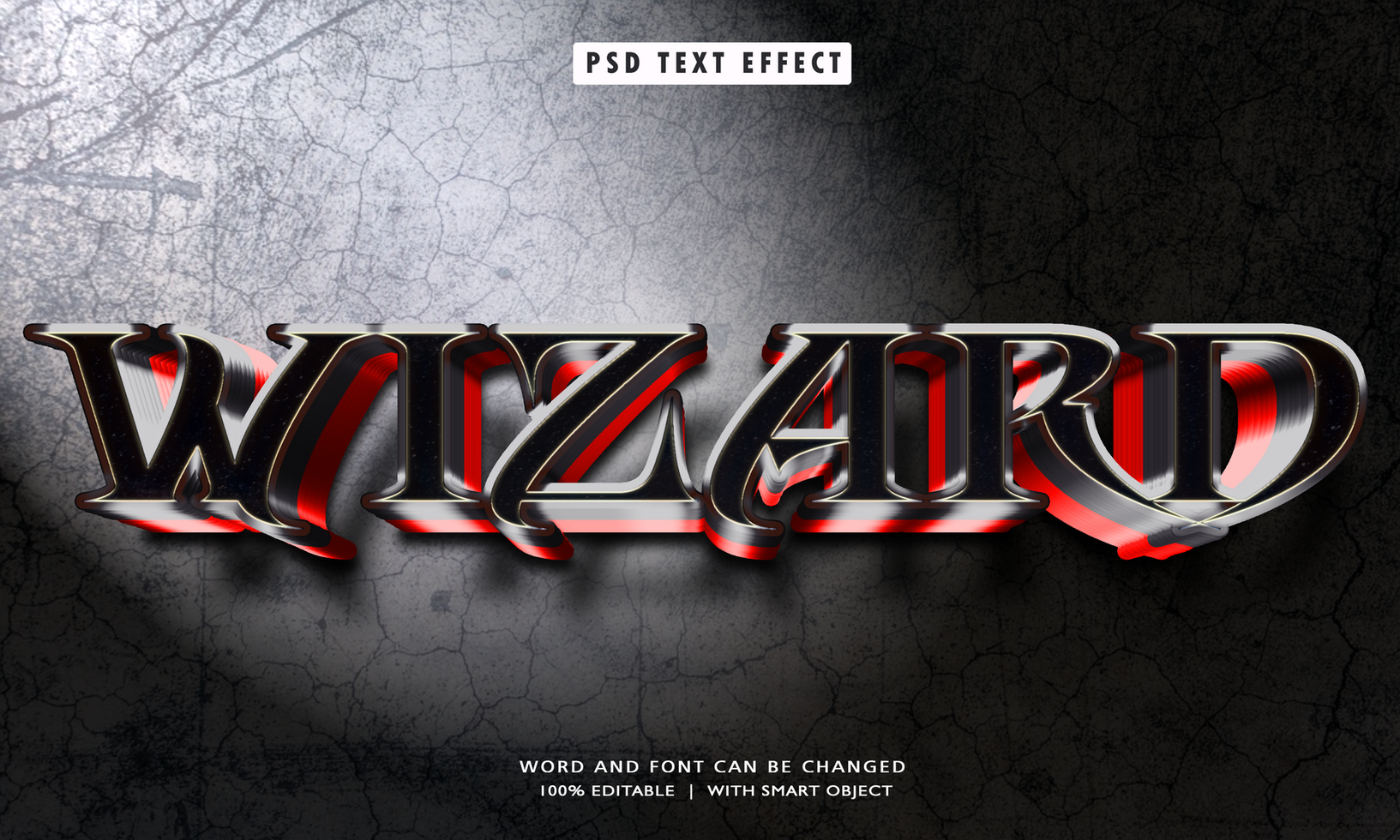 Wizard 3D Editable Text Effects psd