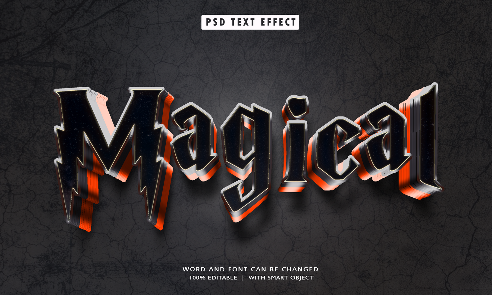 Magical 3D Editable Text Effects psd