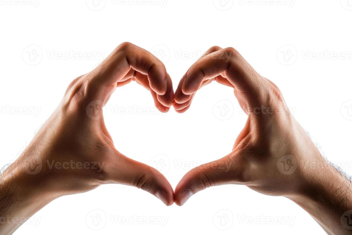 AI generated Hands forming heart on white background. photo