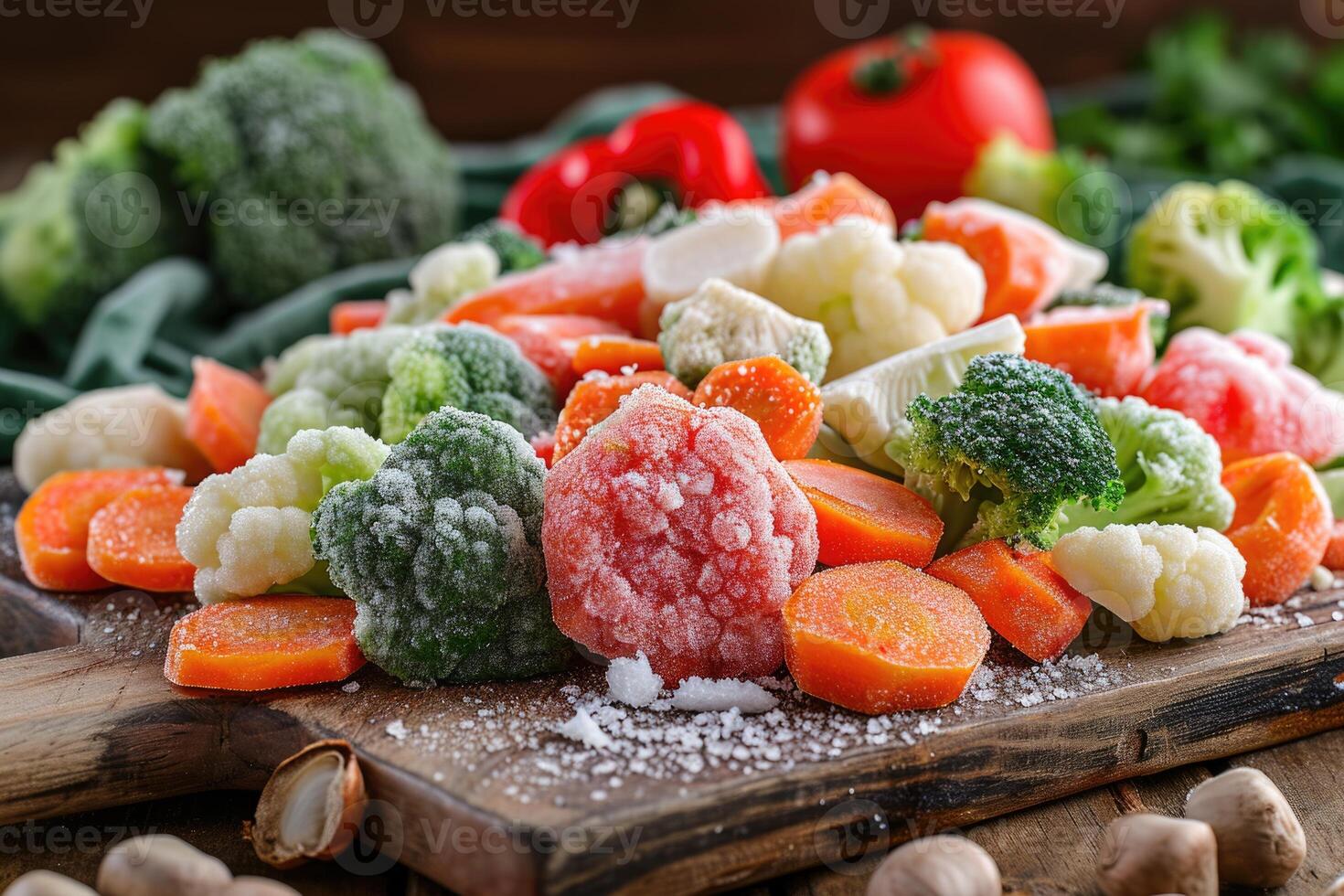 AI generated Frozen homemade vegetables photo