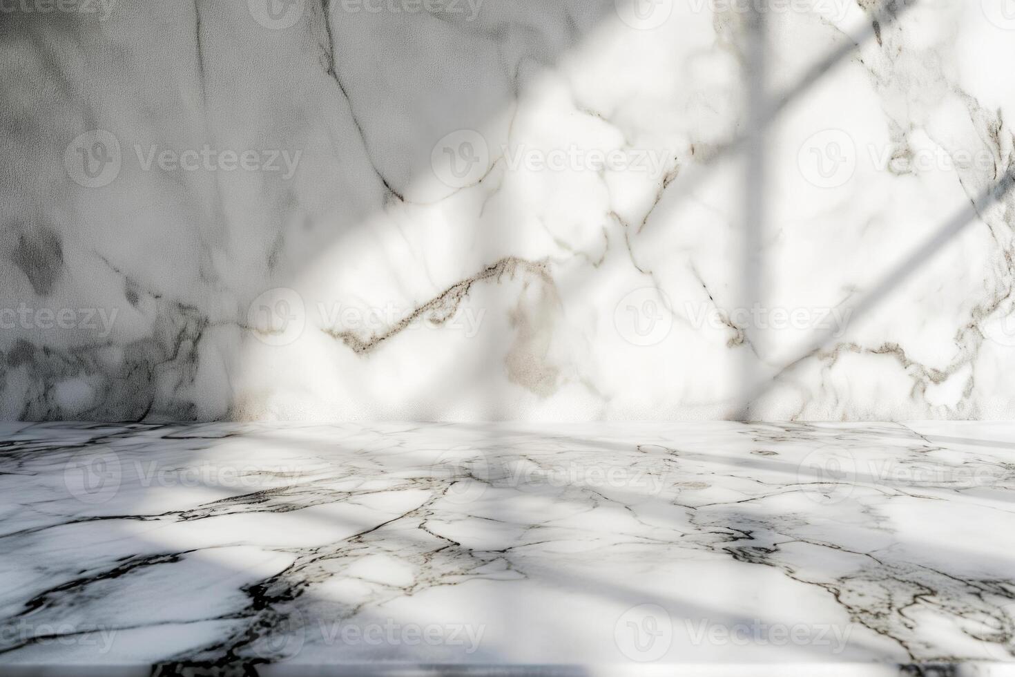 ai generado mármol mesa con blanco estuco pared textura antecedentes. foto