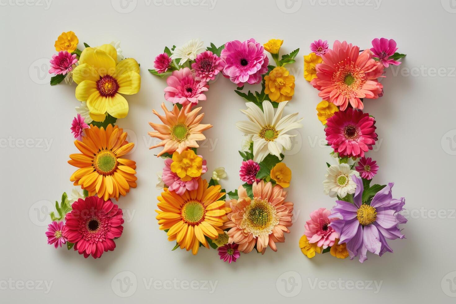 AI generated Real flower font collection for unique decoration ideas. photo