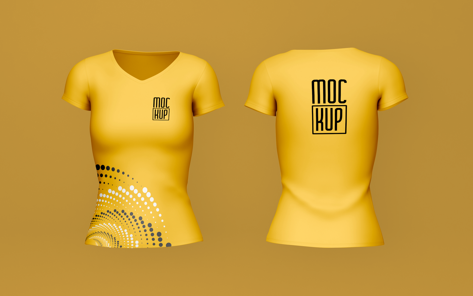 female tshirt mockup with front and back psd
