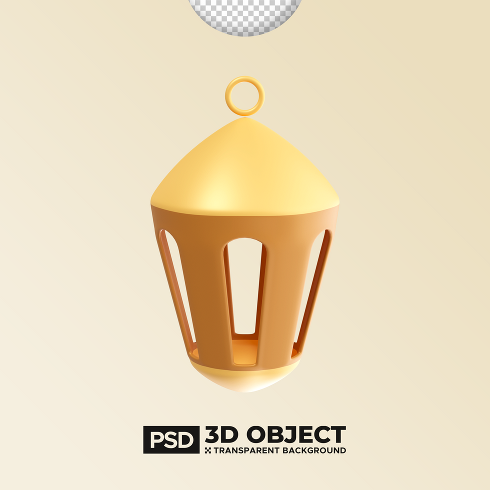 Islamic Lamp Interior PSD 3D Element of Ramadan or Ramadhan Icon. Happy Eid Mubarak Illustration
