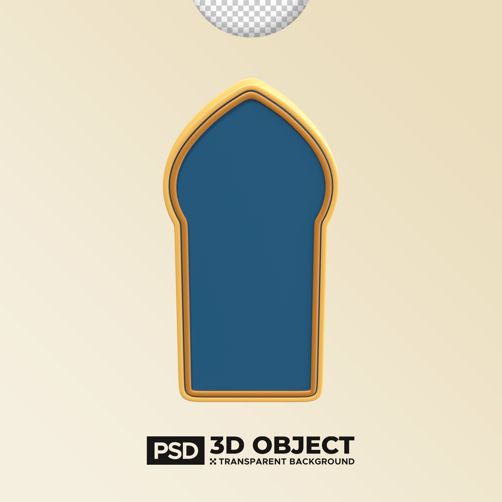 Arabian Ornament Mosque Frame PSD 3D Element of Ramadan or Ramadhan Icon. Happy Eid Mubarak Illustration