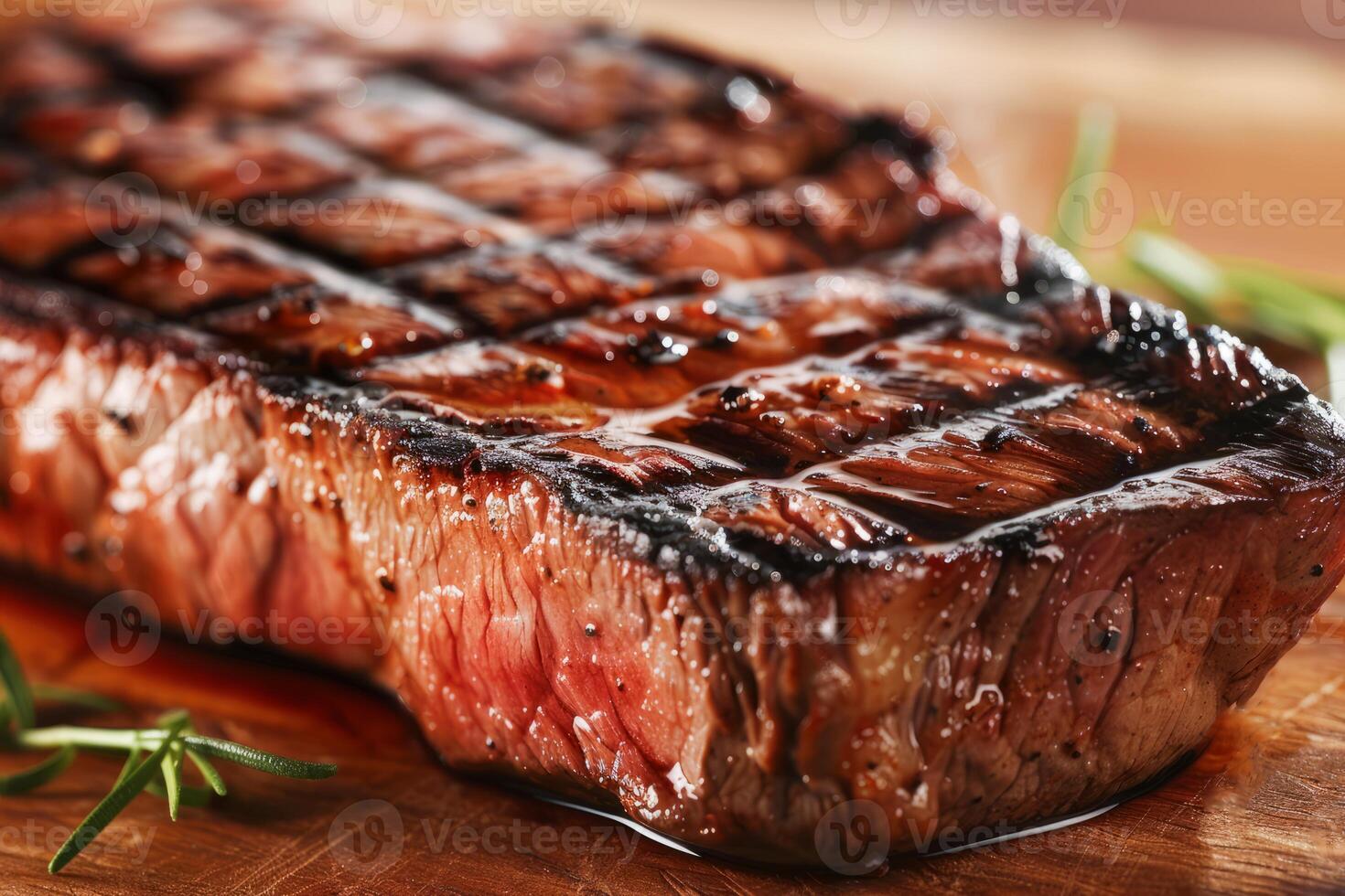 AI generated Grilled Steak With Rosemary and Spices on a Flaming Barbecue Grill photo