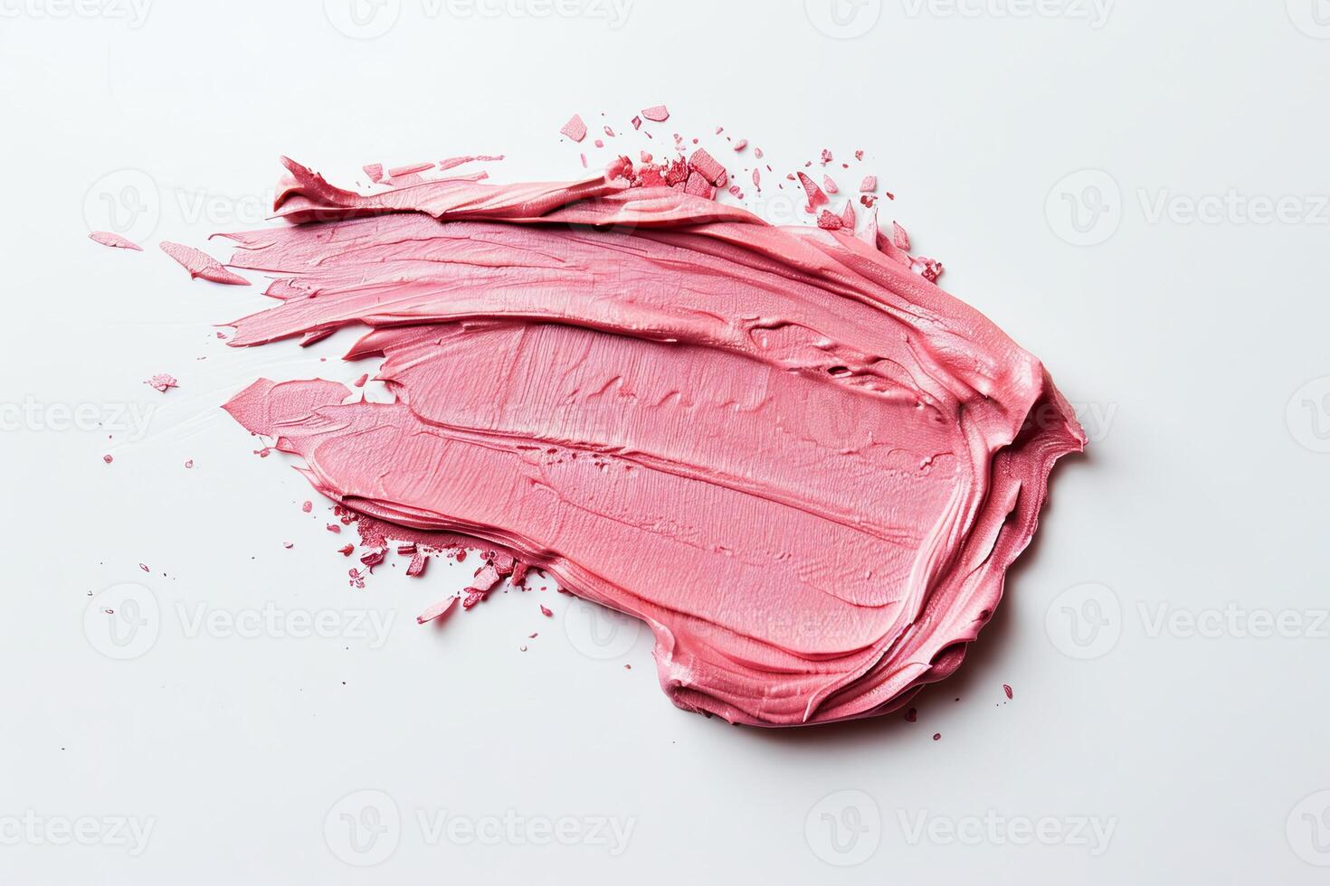 AI generated Close-Up View of a Pink Lipstick Smear on a White Background photo