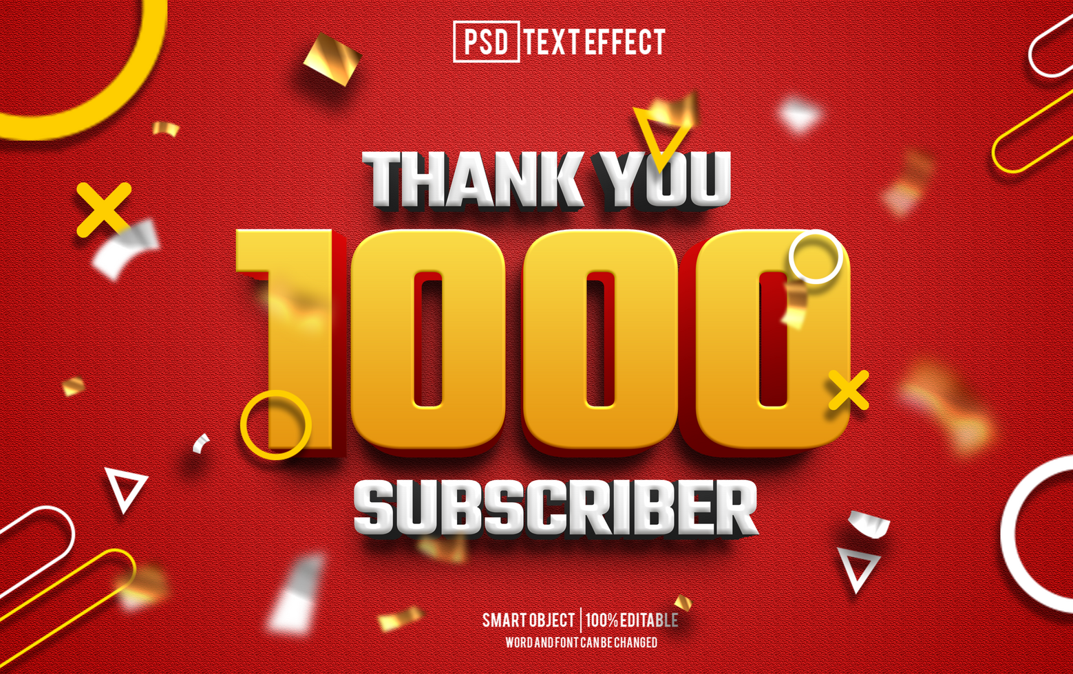 1k subscriber text effect, font editable, typography, 3d text. psd