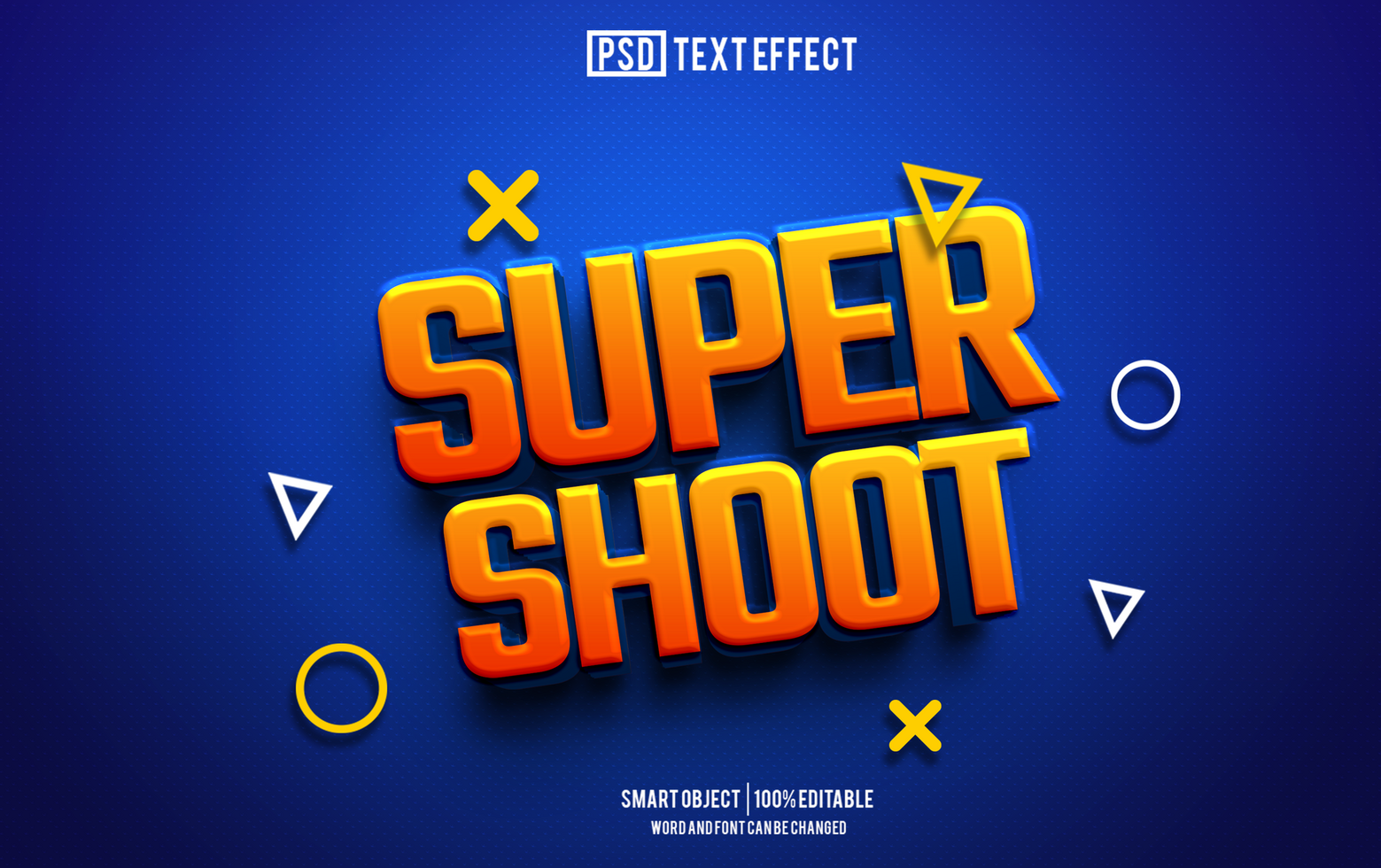 super shoot text effect, font editable, typography, 3d text. psd