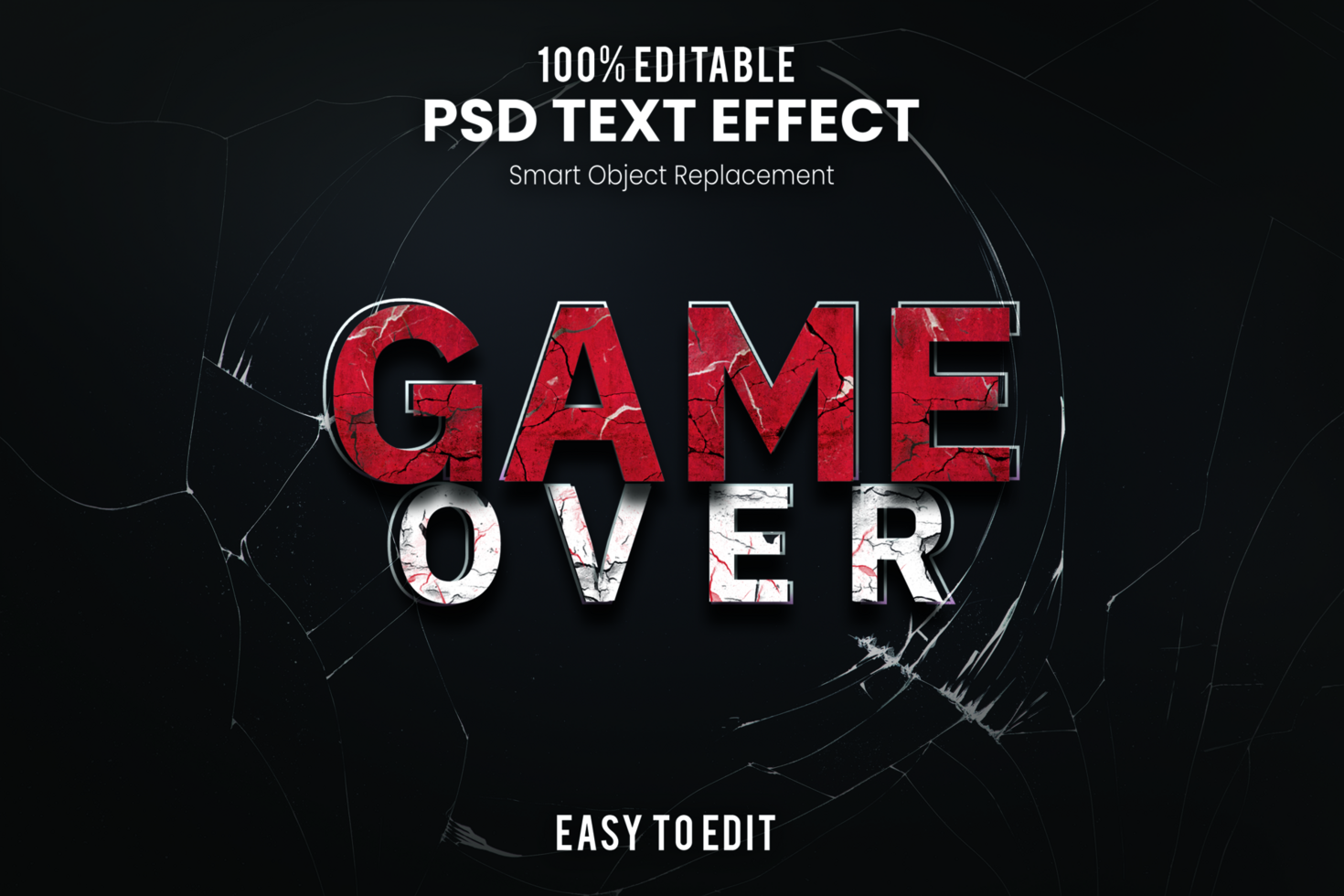 Game Over Text 3D psd