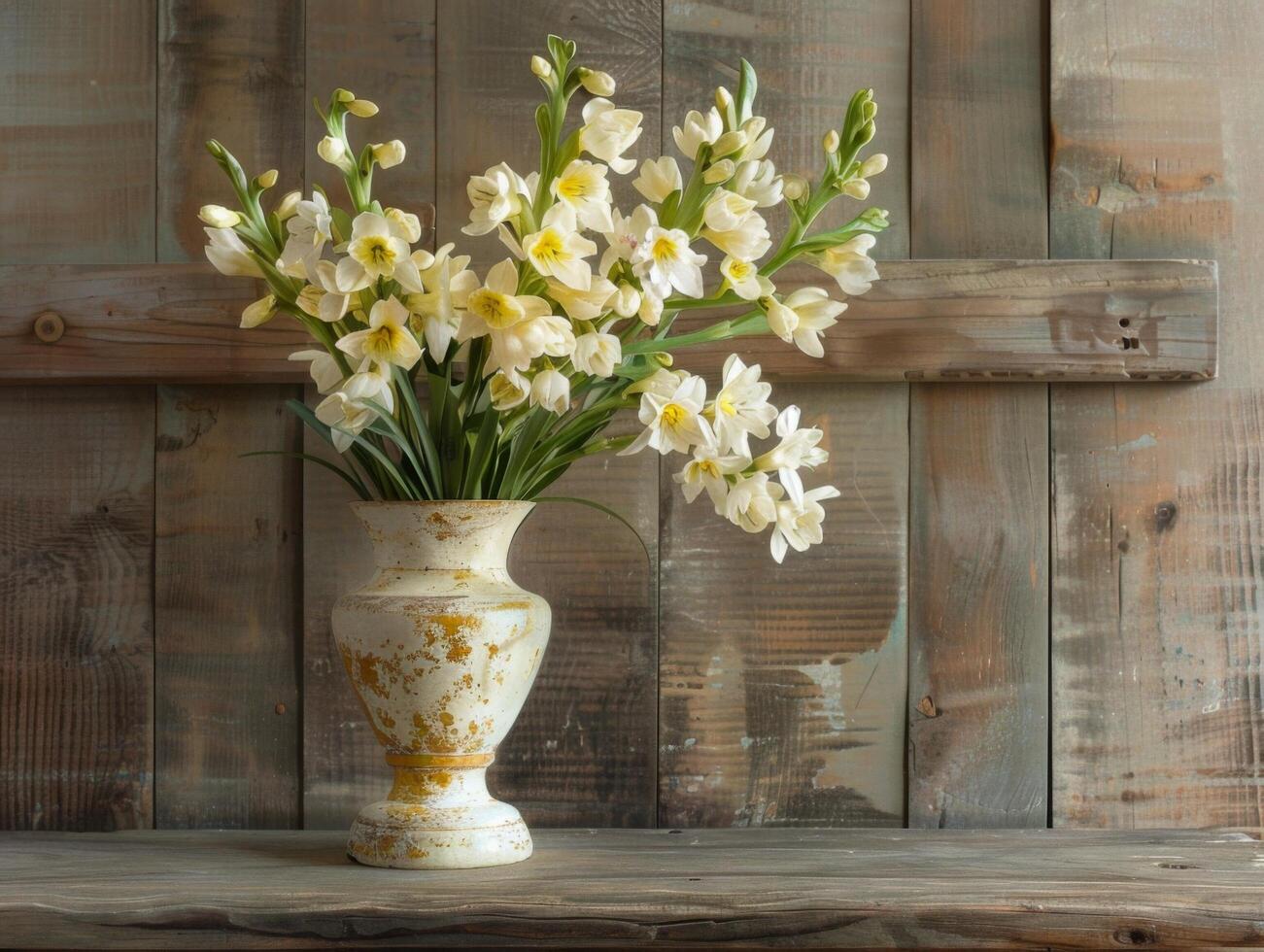 AI generated Fragrant Freesias In Vintage Vase photo
