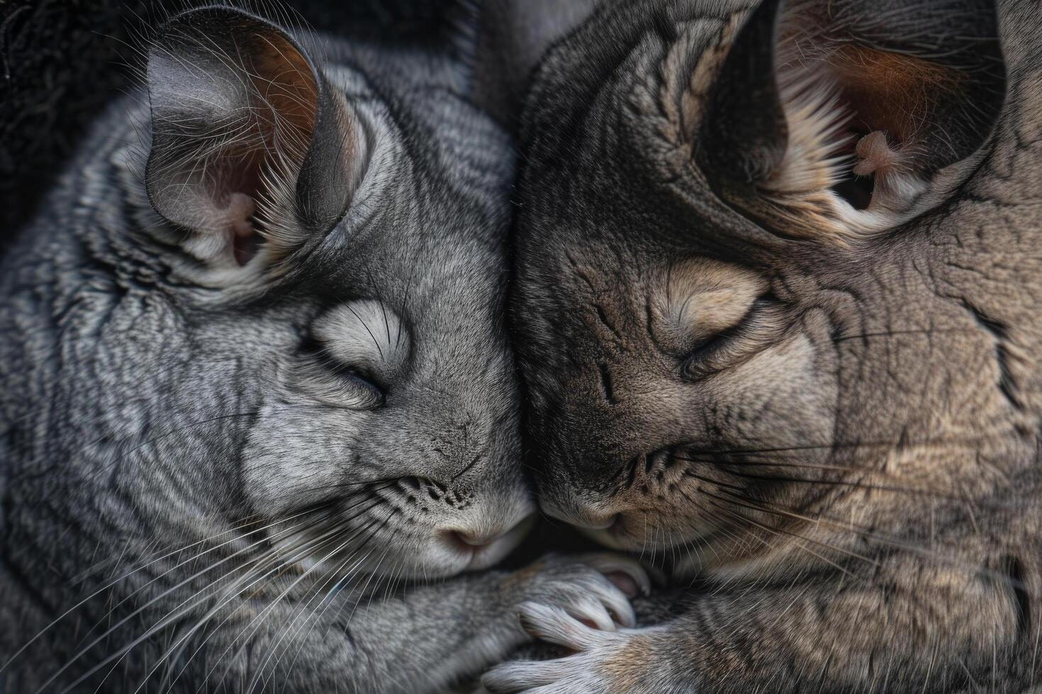 AI generated Chinchillas Cuddling Together photo