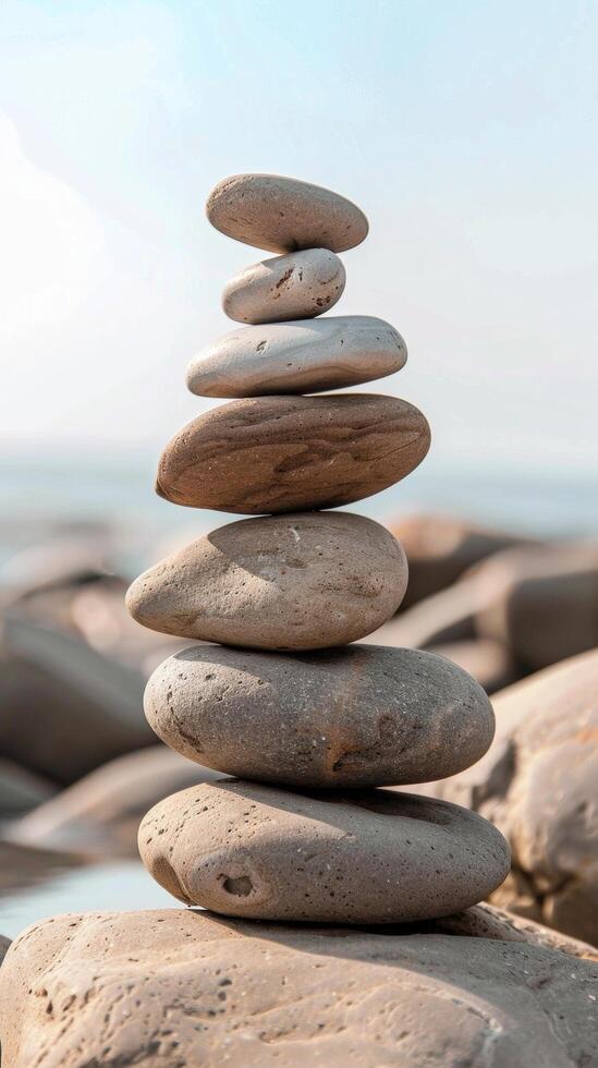 AI generated Zen Stones In Balanced Stack photo