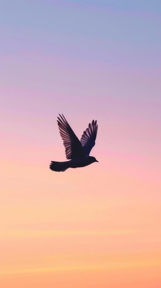 ai generado pájaro en vuelo a oscuridad foto