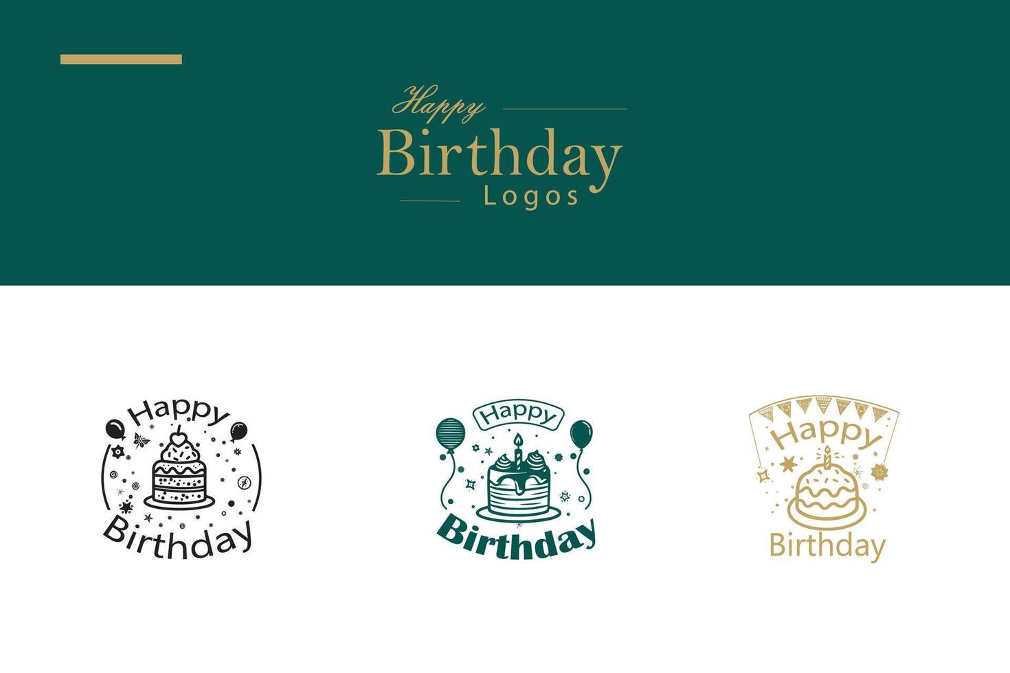 AI generated Happy Birthday Logo Bundle vector