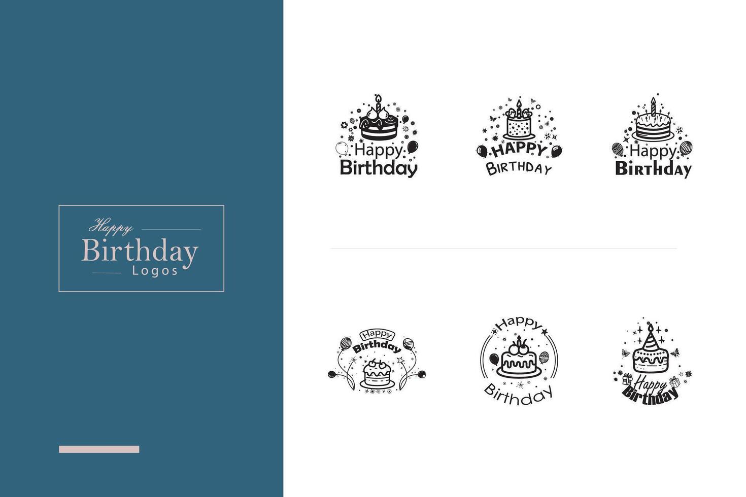 AI generated Happy Birthday Logo Bundle vector