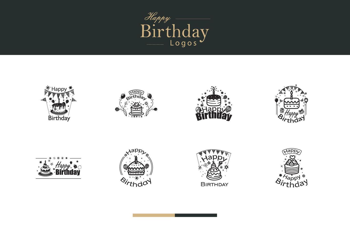 AI generated Happy Birthday Logo Bundle vector